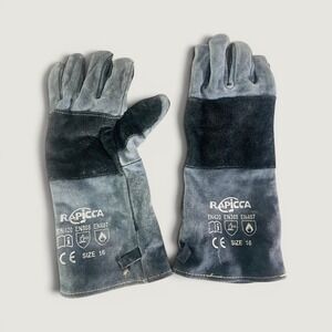 Welding Gloves RAPICCA 16 Inch Gray Black Leather Forge Heat Resistant Pair